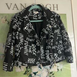 Disney Black and White Graphic Zip Jacket size L kids